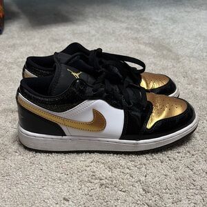 Nike Gold and Black Air Jordan 1